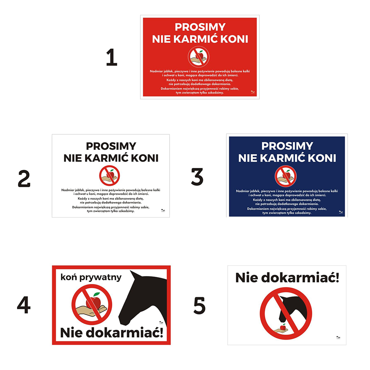 Tabliczka nie karmić koni